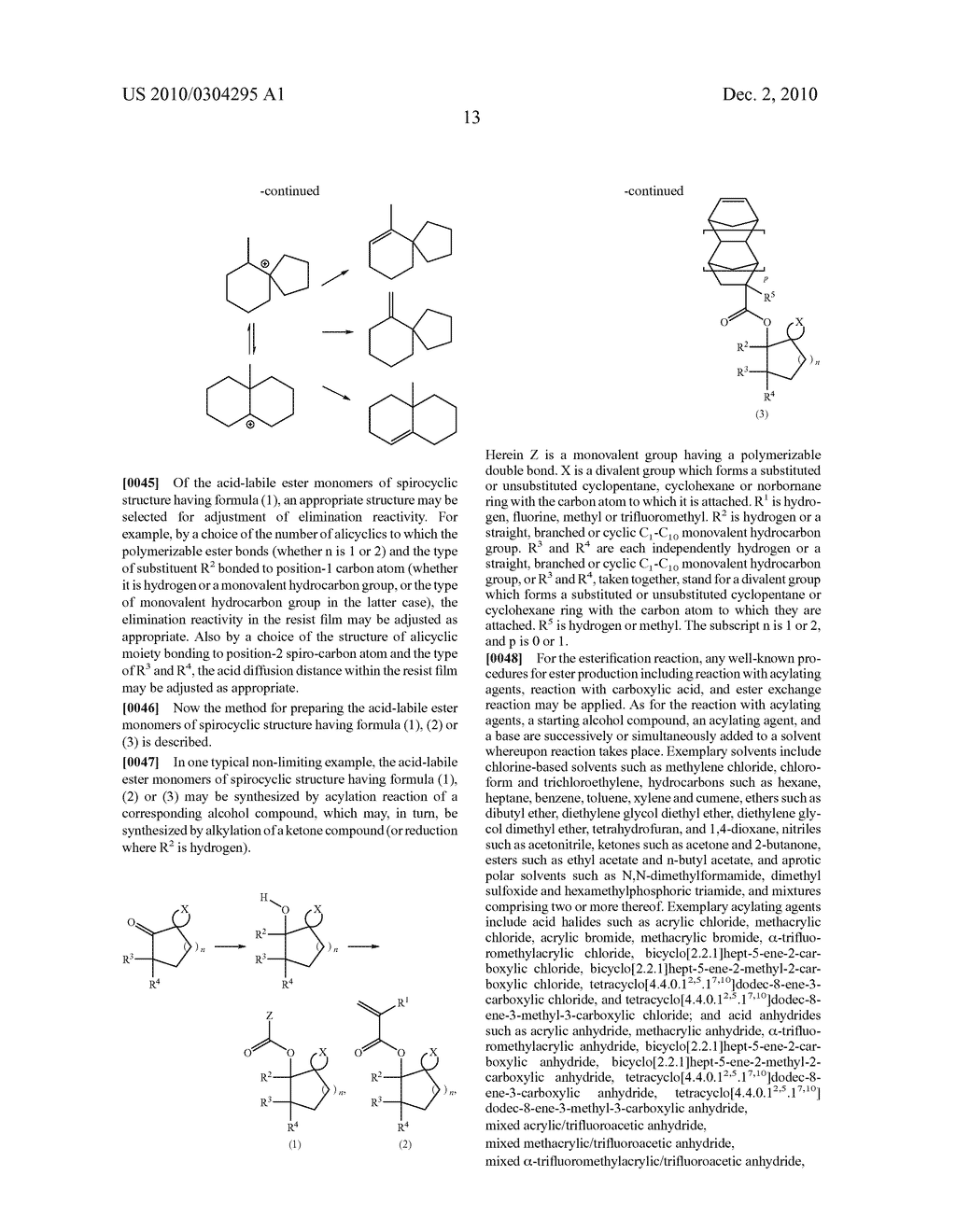 ACID-LABILE ESTER MONOMER HAVING SPIROCYCLIC STRUCTURE, POLYMER, RESIST COMPOSITION, AND PATTERNING PROCESS - diagram, schematic, and image 14