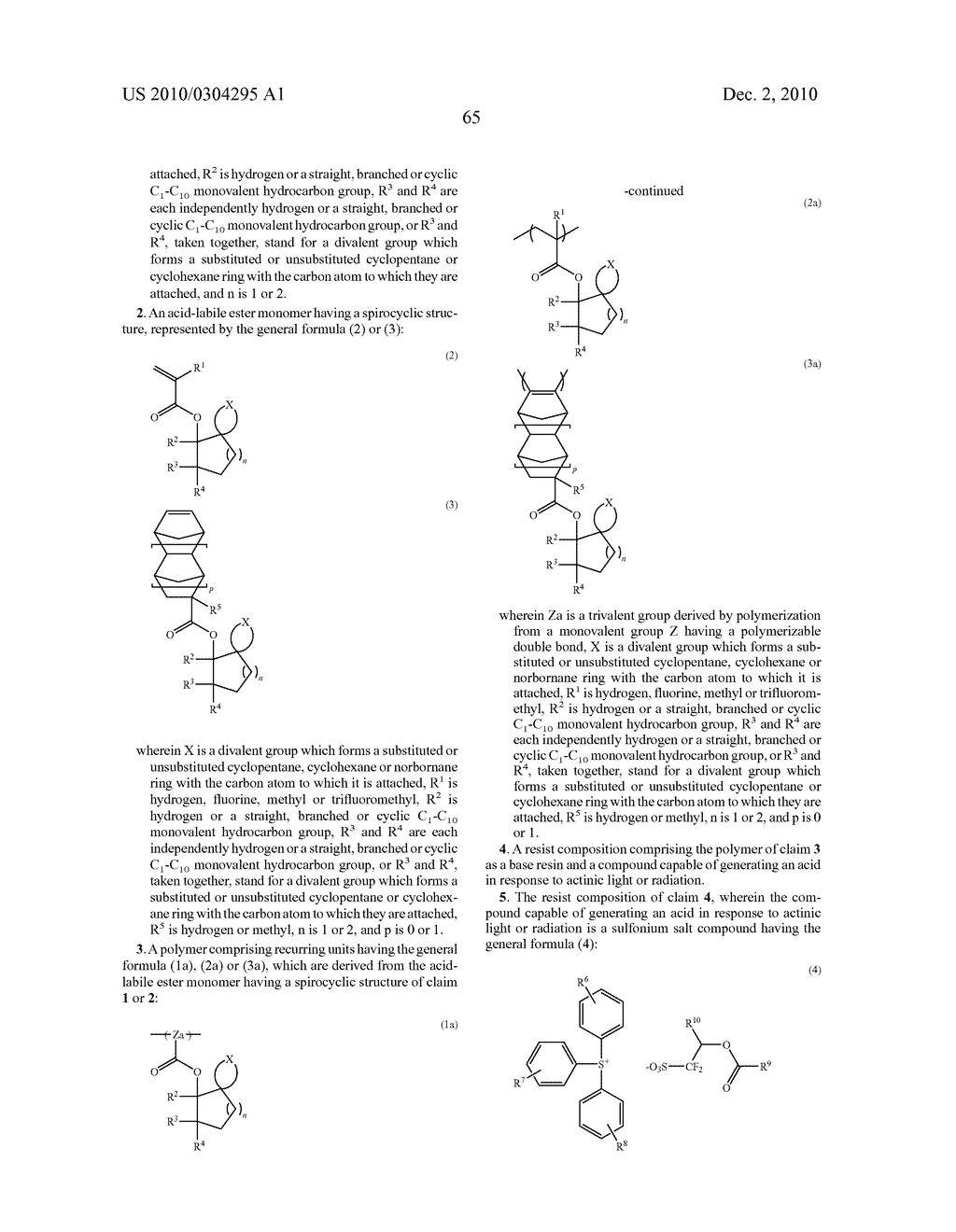 ACID-LABILE ESTER MONOMER HAVING SPIROCYCLIC STRUCTURE, POLYMER, RESIST COMPOSITION, AND PATTERNING PROCESS - diagram, schematic, and image 66