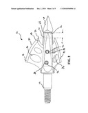 Arrowhead having blades offset rearward from the tip diagram and image