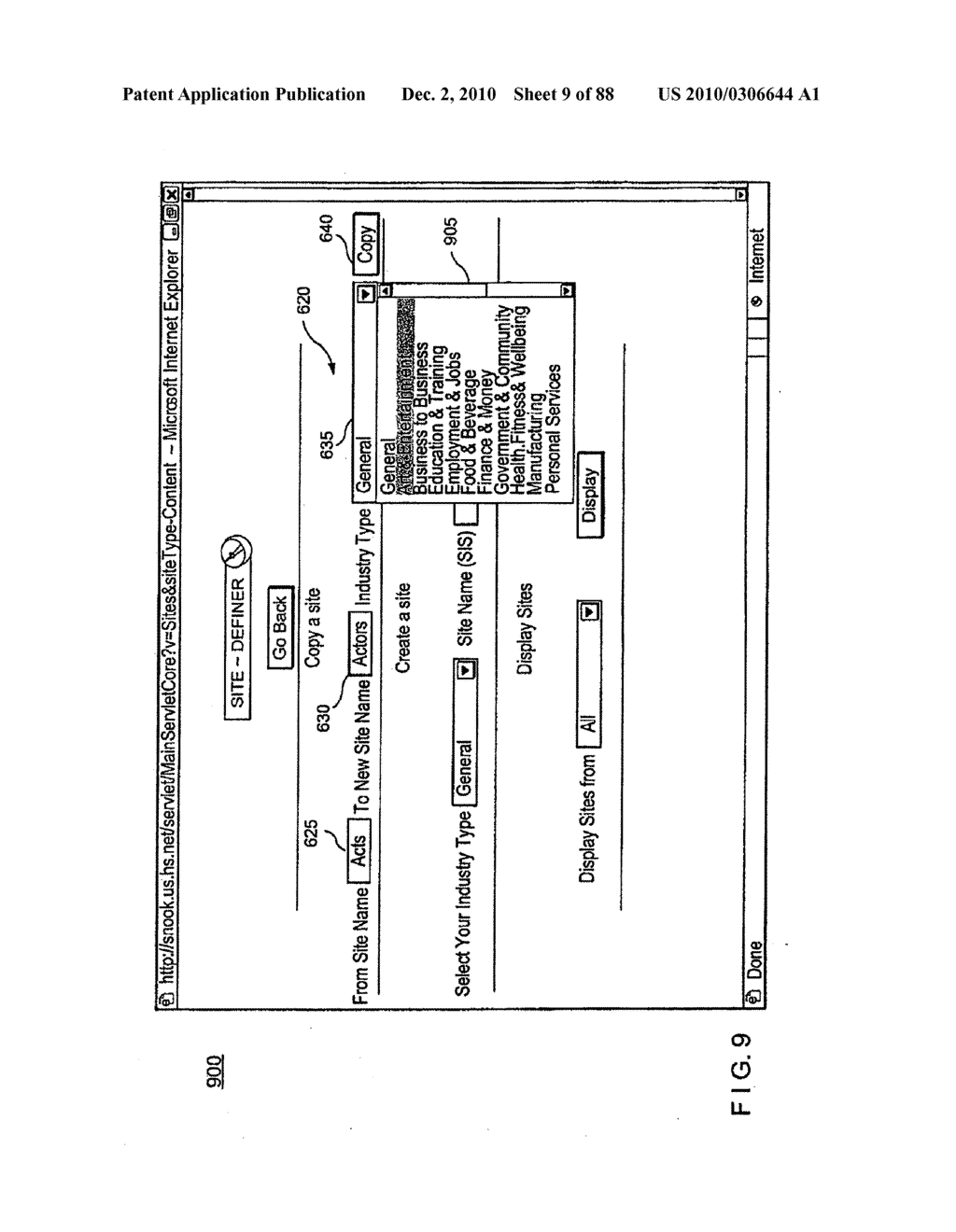 METHOD AND APPARATUS FOR GENERATING A WEB SITE USING A MULTI-DIMENSIONAL DESCRIPTION OF THE WEBSITE - diagram, schematic, and image 10