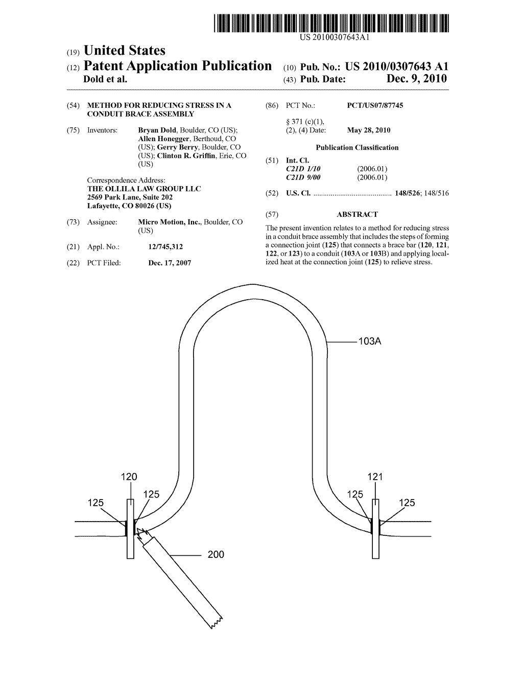  METHOD FOR REDUCING STRESS IN A CONDUIT BRACE ASSEMBLY - diagram, schematic, and image 01