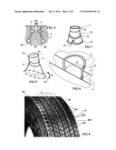 TREAD FOR TIRE INCLUDING GUM BLOCKS WITH NOTCHES diagram and image