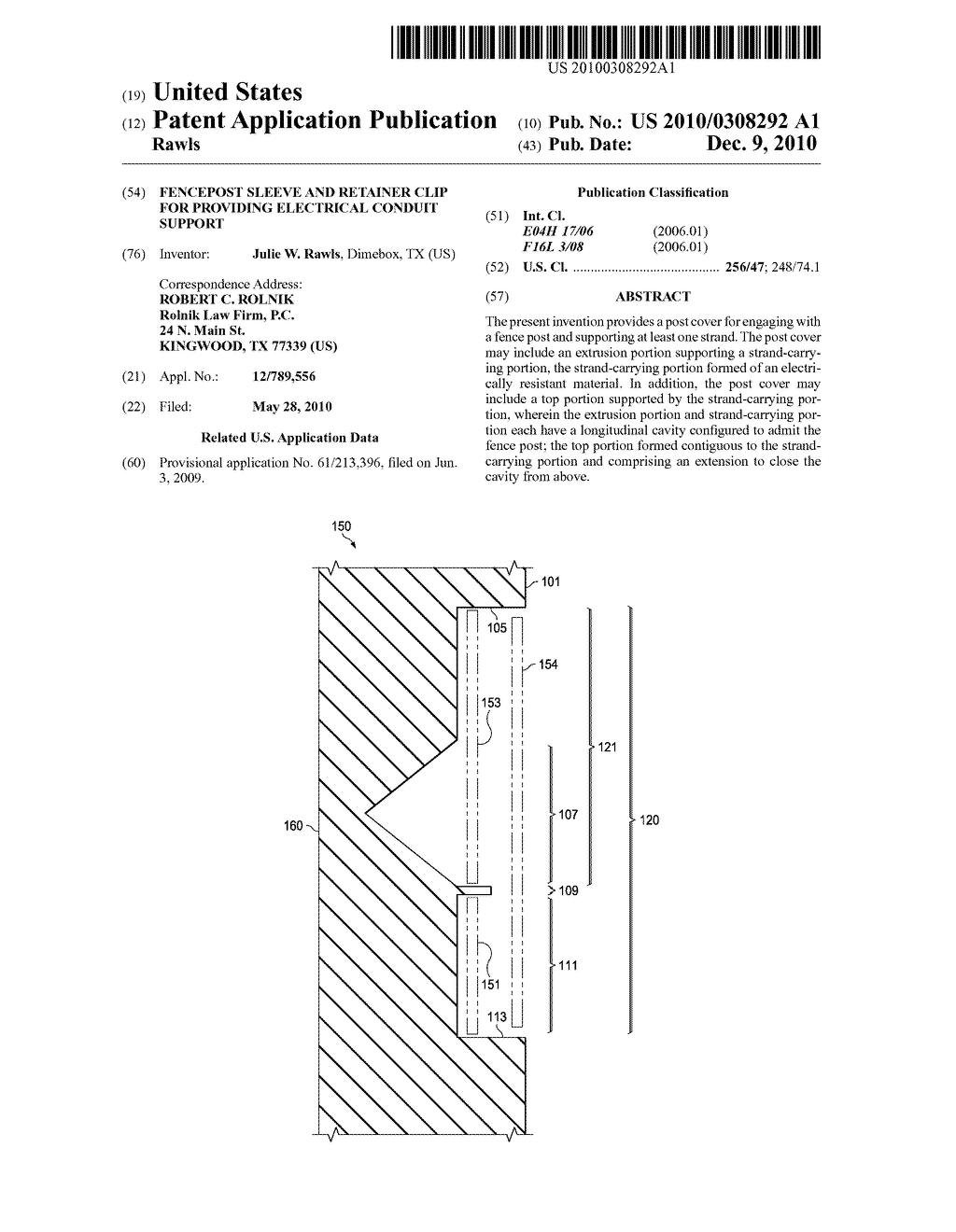 FENCEPOST SLEEVE AND RETAINER CLIP FOR PROVIDING ELECTRICAL CONDUIT SUPPORT - diagram, schematic, and image 01