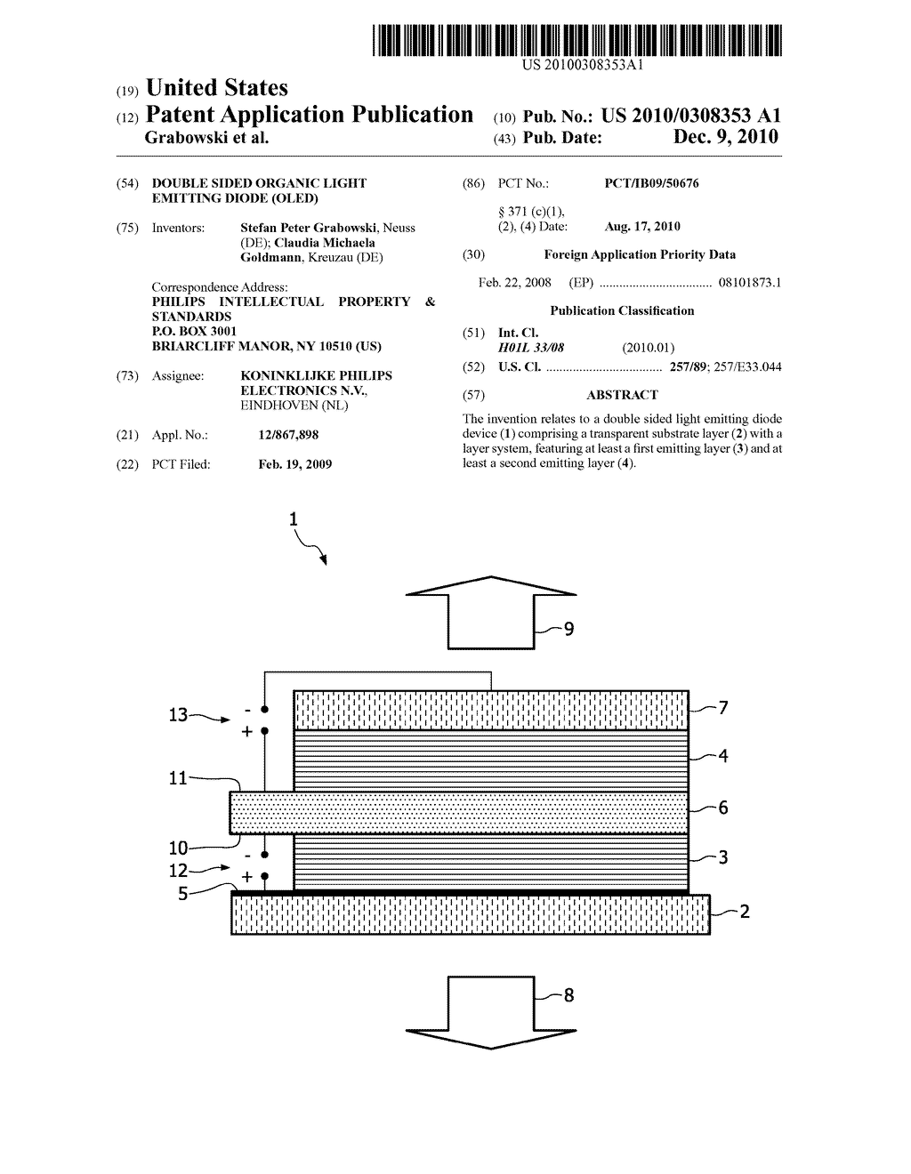 DOUBLE SIDED ORGANIC LIGHT EMITTING DIODE (OLED) - diagram, schematic, and image 01