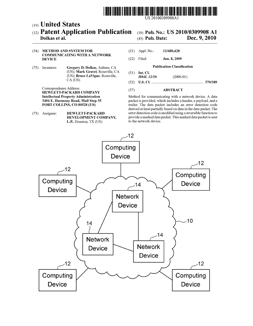 METHOD AND SYSTEM FOR COMMUNICATING WITH A NETWORK DEVICE - diagram, schematic, and image 01