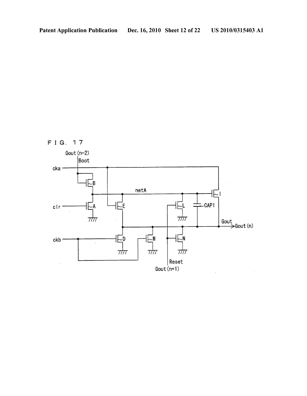 DISPLAY DEVICE, METHOD FOR DRIVING THE DISPLAY DEVICE, AND SCAN SIGNAL LINE DRIVING CIRCUIT - diagram, schematic, and image 13