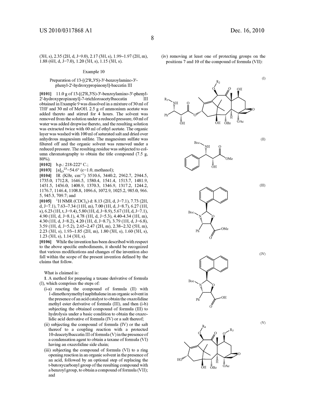 METHOD OF PREPARING TAXANE DERIVATIVES AND INTERMEDIATES USED THEREIN - diagram, schematic, and image 09