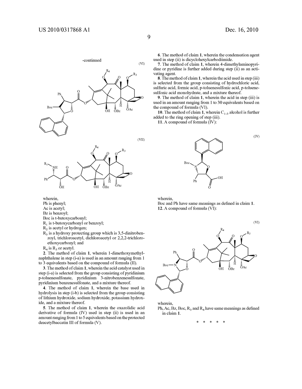 METHOD OF PREPARING TAXANE DERIVATIVES AND INTERMEDIATES USED THEREIN - diagram, schematic, and image 10