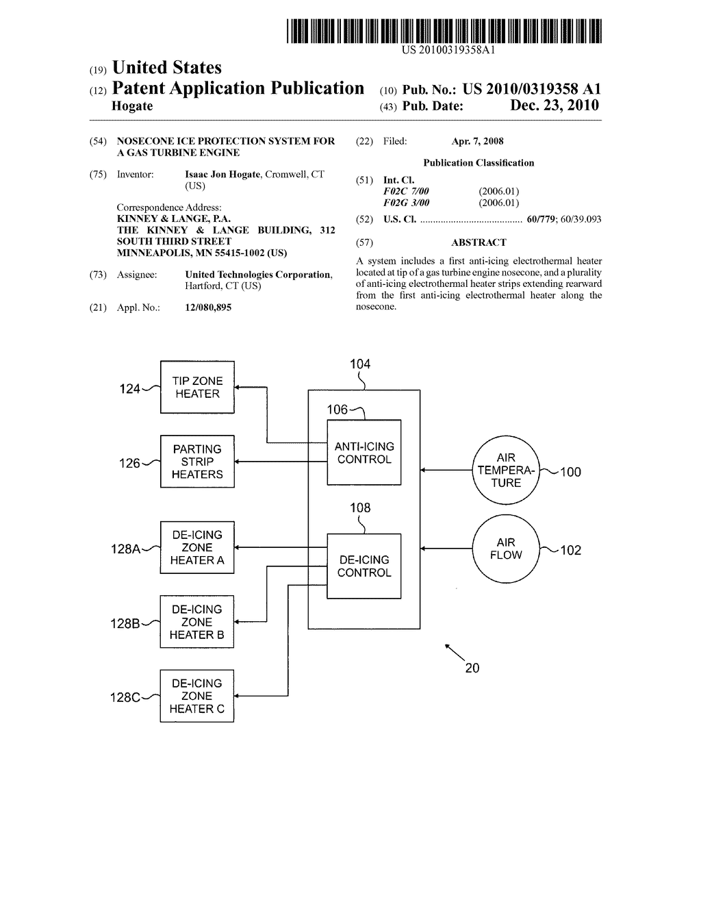 Nosecone ice protection system for a gas turbine engine - diagram, schematic, and image 01