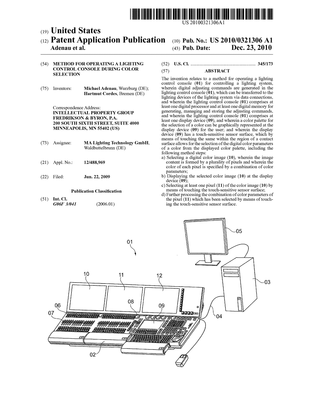 METHOD FOR OPERATING A LIGHTING CONTROL CONSOLE DURING COLOR SELECTION - diagram, schematic, and image 01