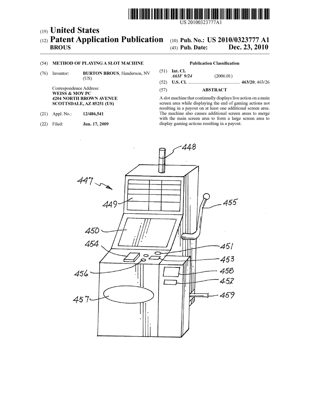 METHOD OF PLAYING A SLOT MACHINE - diagram, schematic, and image 01