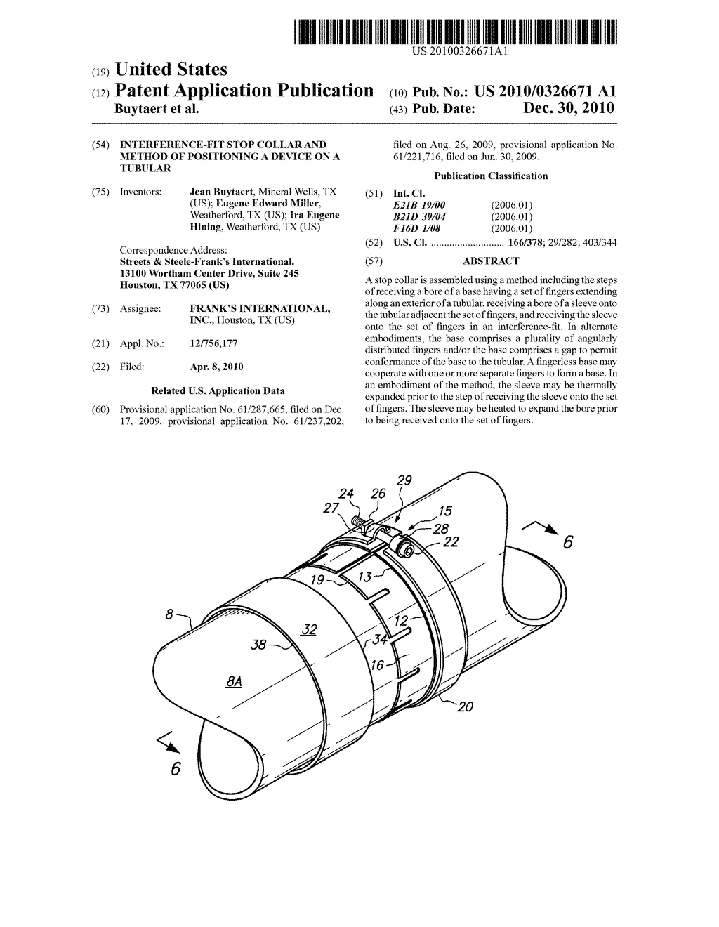 INTERFERENCE-FIT STOP COLLAR AND METHOD OF POSITIONING A DEVICE ON A TUBULAR - diagram, schematic, and image 01