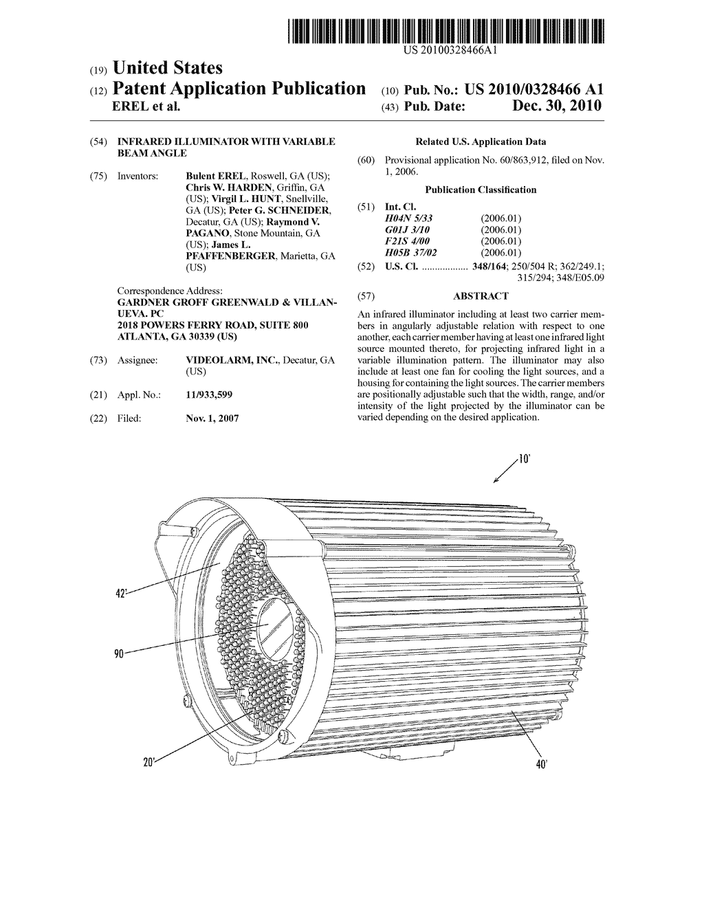 INFRARED ILLUMINATOR WITH VARIABLE BEAM ANGLE - diagram, schematic, and image 01