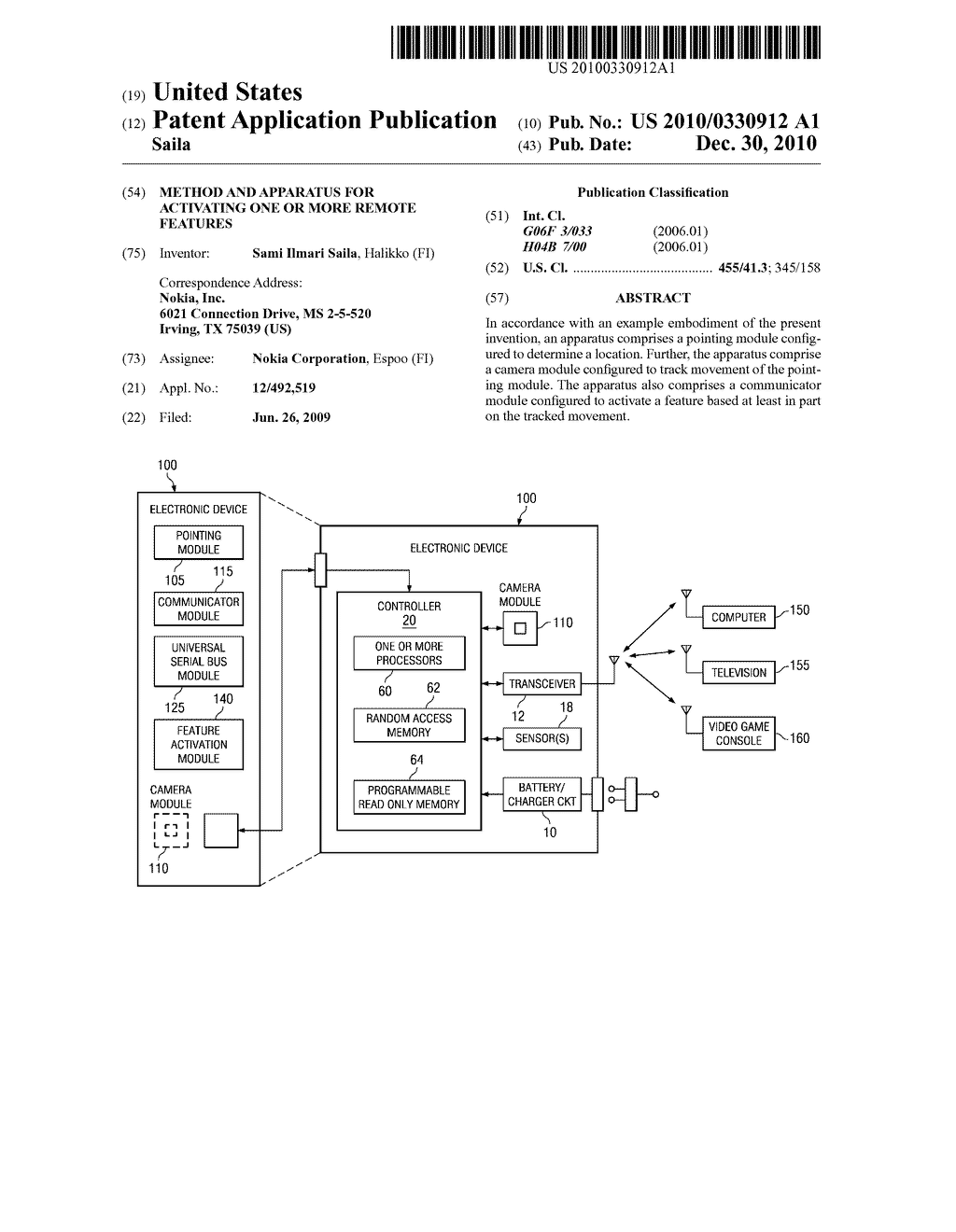 METHOD AND APPARATUS FOR ACTIVATING ONE OR MORE REMOTE FEATURES - diagram, schematic, and image 01
