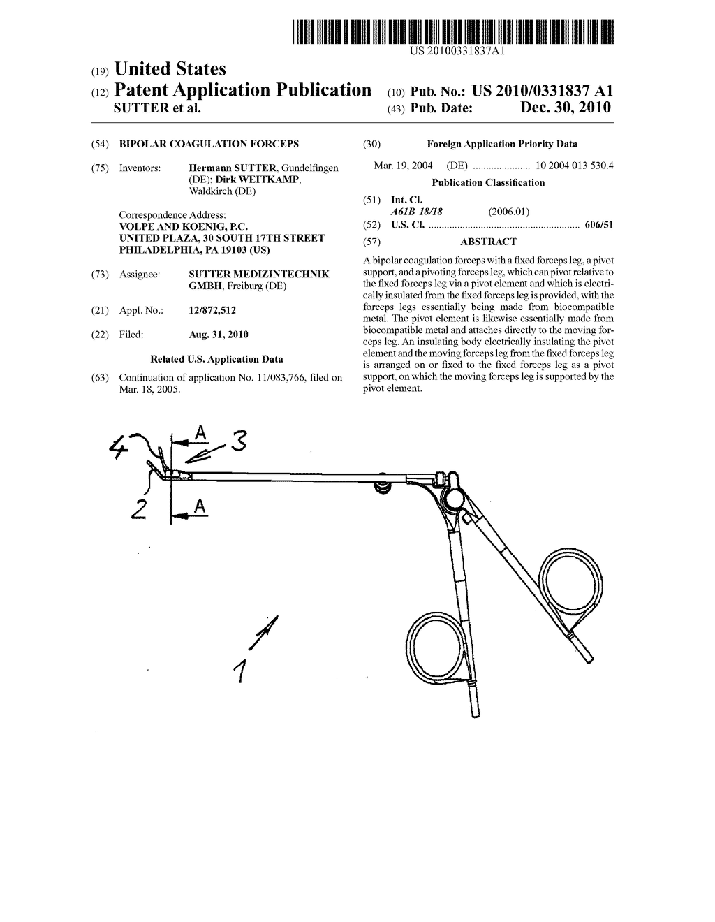 BIPOLAR COAGULATION FORCEPS - diagram, schematic, and image 01