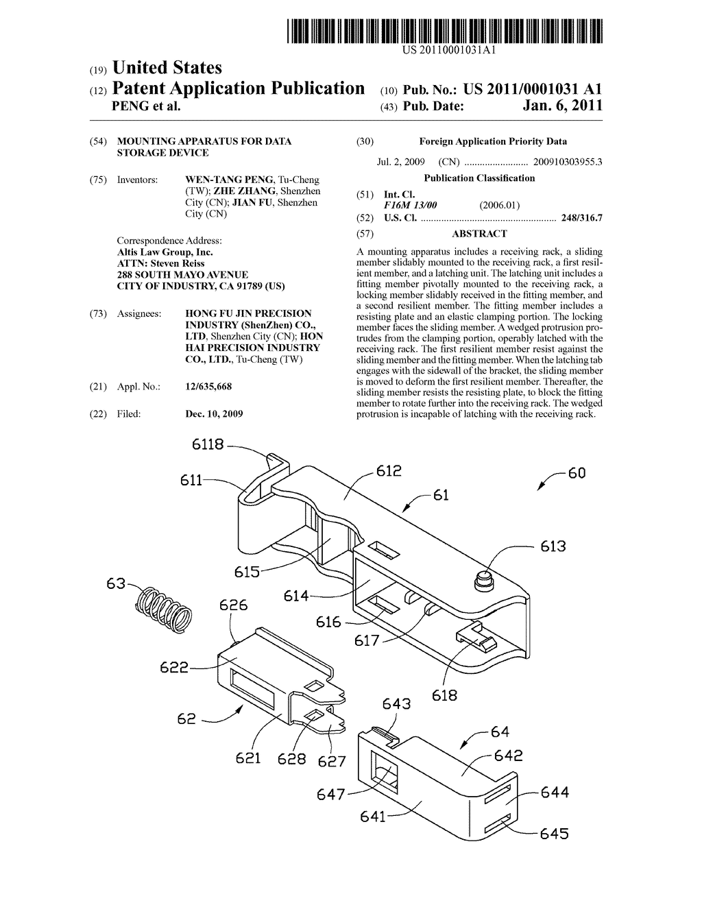 MOUNTING APPARATUS FOR DATA STORAGE DEVICE - diagram, schematic, and image 01