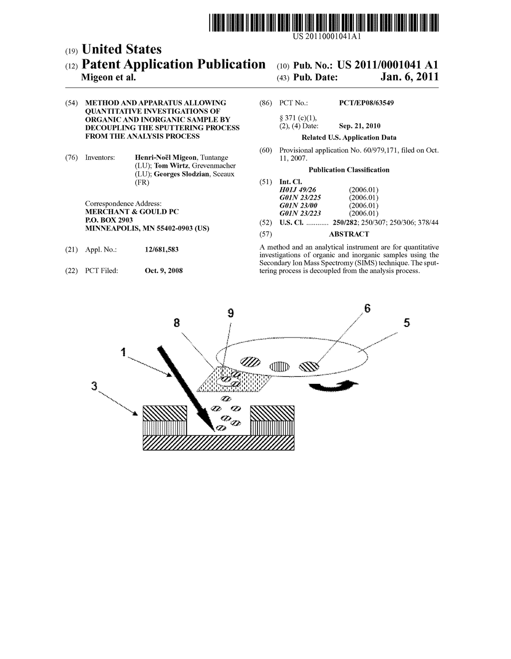 METHOD AND APPARATUS ALLOWING QUANTITATIVE INVESTIGATIONS OF ORGANIC AND INORGANIC SAMPLE BY DECOUPLING THE SPUTTERING PROCESS FROM THE ANALYSIS PROCESS - diagram, schematic, and image 01