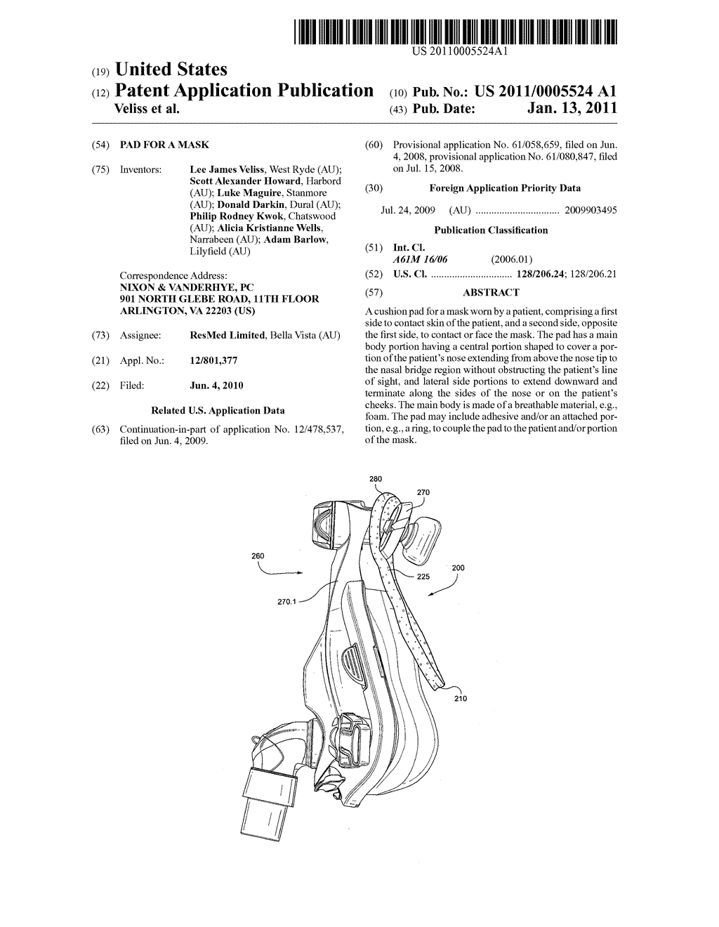 Pad for a mask - diagram, schematic, and image 01