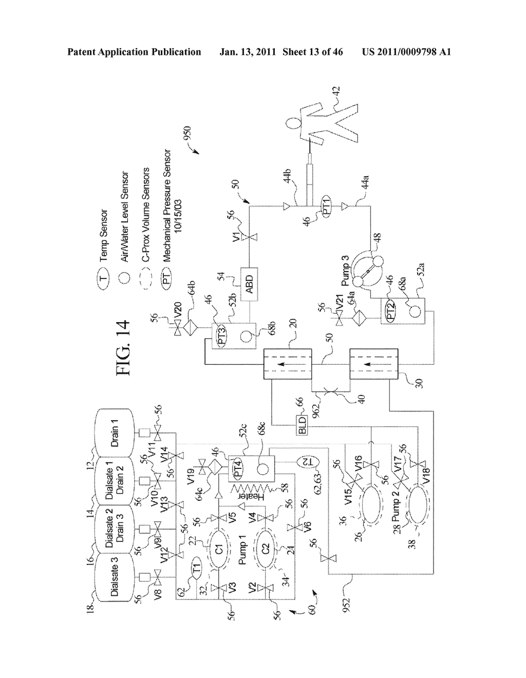 RENAL THERAPY SYSTEM HAVING PUMP REVERSING FLUID CONTROL - diagram, schematic, and image 14