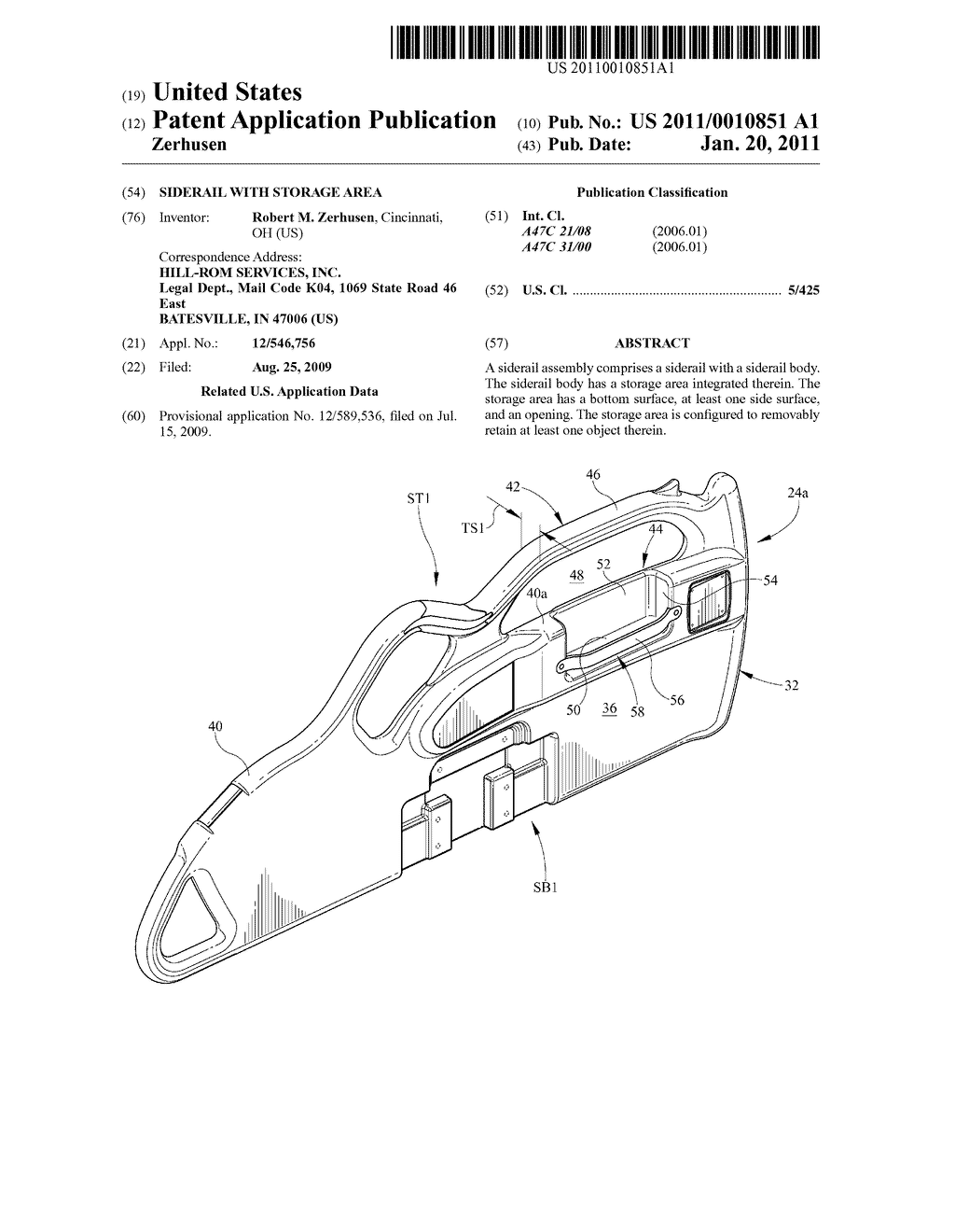 SIDERAIL WITH STORAGE AREA - diagram, schematic, and image 01