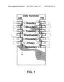 Combination daily reminder and holder for medicinals diagram and image