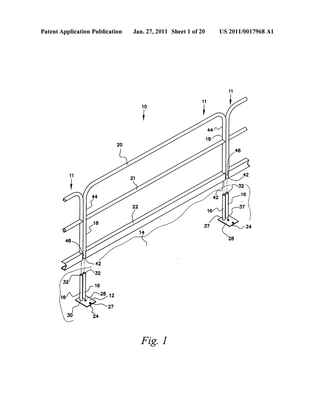 Metal safety rail for open floors of a building under construction - diagram, schematic, and image 02