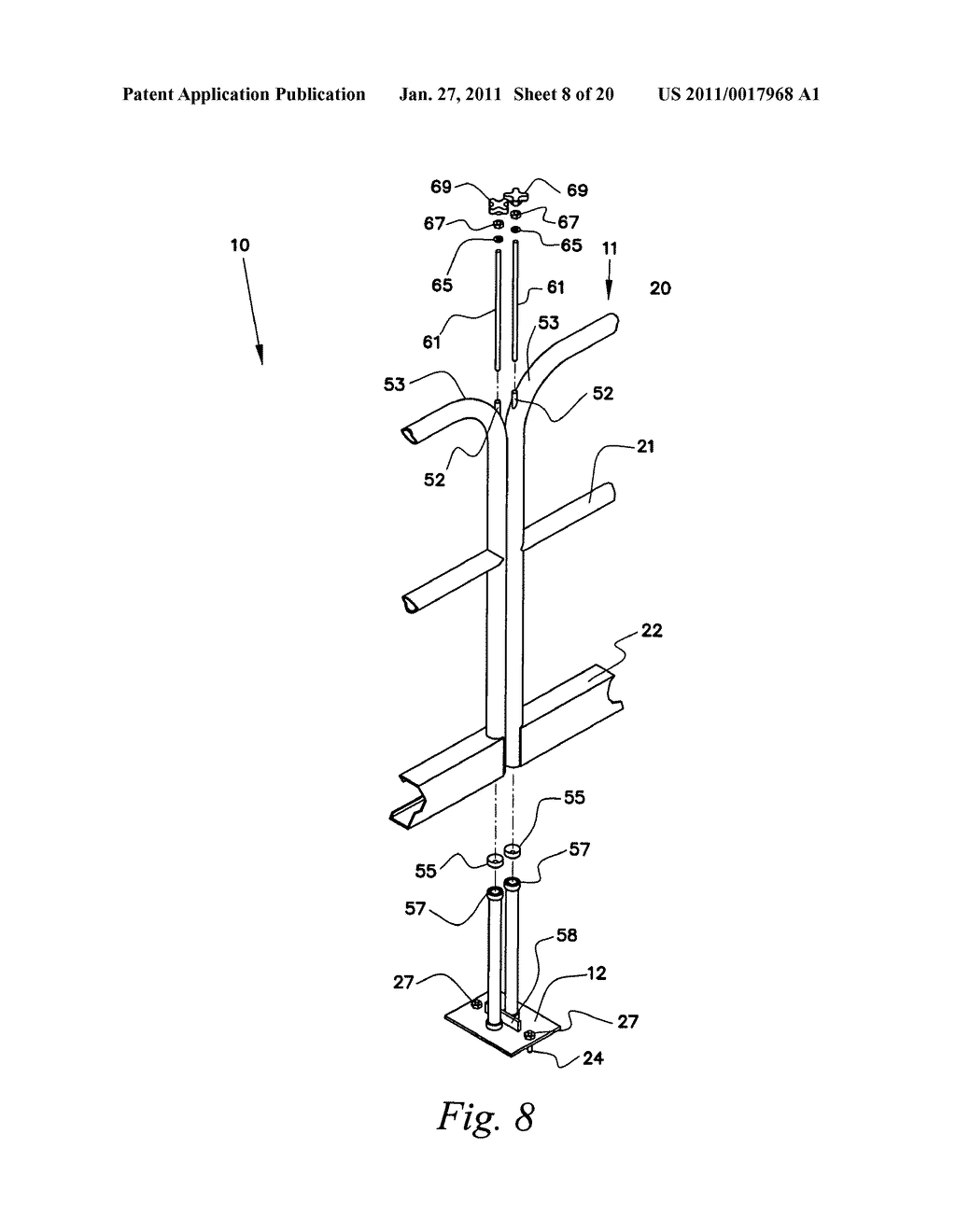 Metal safety rail for open floors of a building under construction - diagram, schematic, and image 09