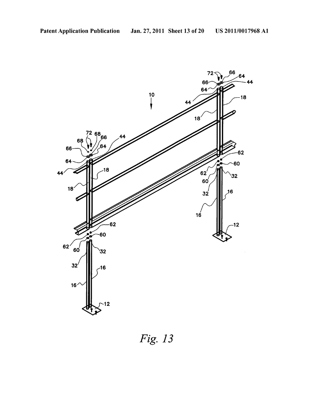 Metal safety rail for open floors of a building under construction - diagram, schematic, and image 14