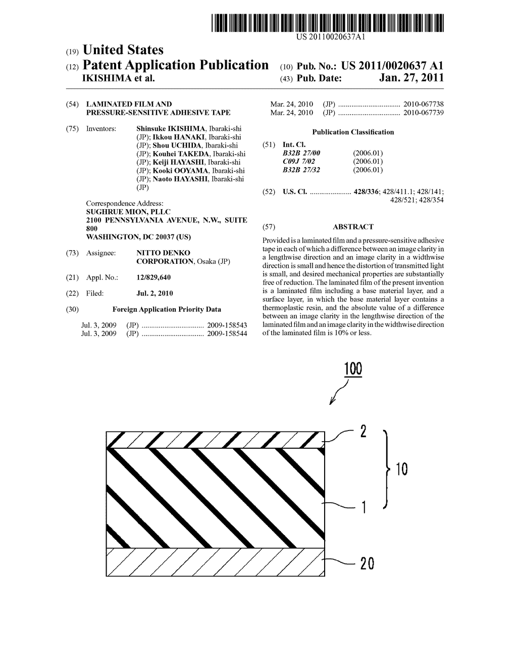 LAMINATED FILM AND PRESSURE-SENSITIVE ADHESIVE TAPE - diagram, schematic, and image 01