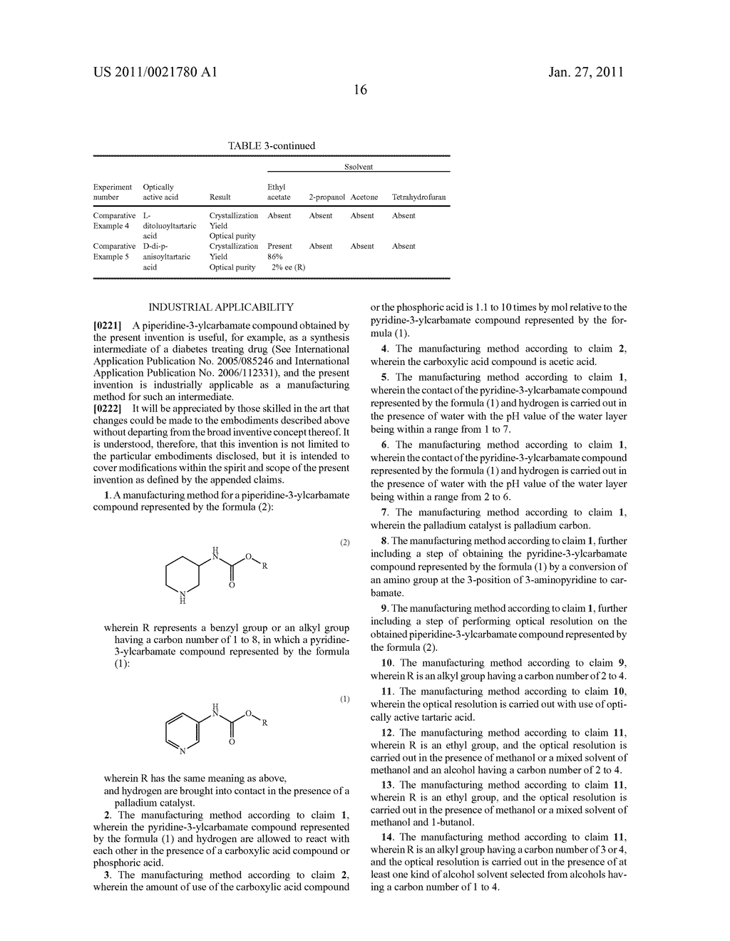 MANUFACTURING METHOD FOR A PIPERIDINE-3-YLCARBAMATE COMPOUND AND OPTICAL RESOLUTION METHOD THEREFOR - diagram, schematic, and image 17