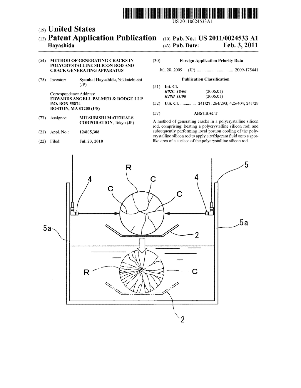 Method of generating cracks in polycrystalline silicon rod and crack generating apparatus - diagram, schematic, and image 01