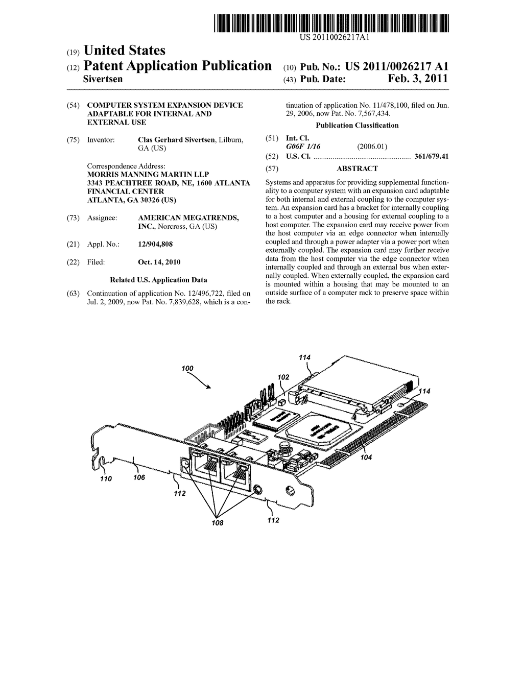 COMPUTER SYSTEM EXPANSION DEVICE ADAPTABLE FOR INTERNAL AND EXTERNAL USE - diagram, schematic, and image 01