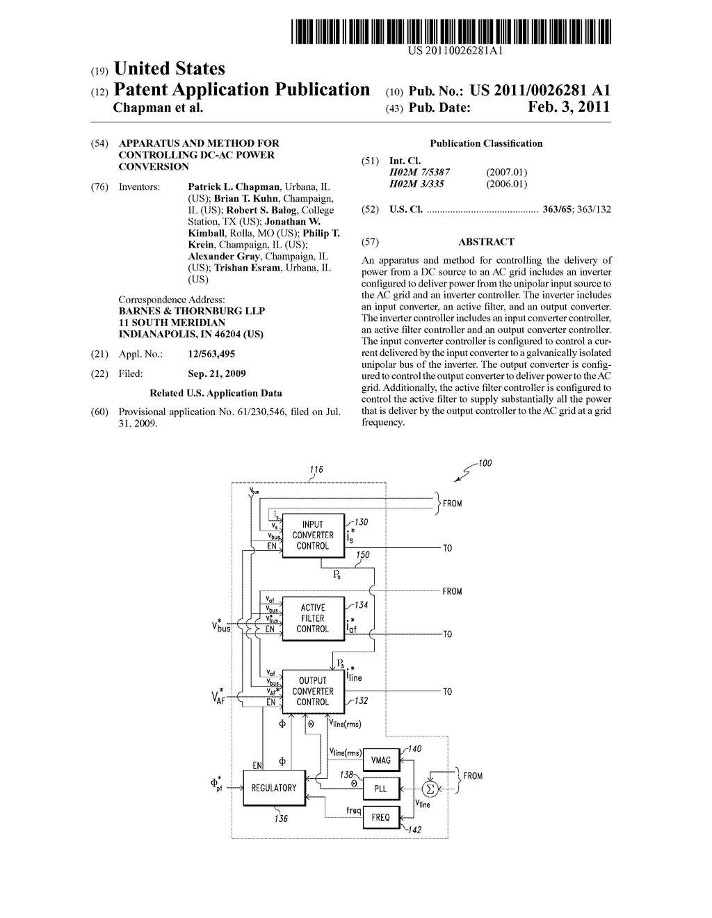 APPARATUS AND METHOD FOR CONTROLLING DC-AC POWER CONVERSION - diagram, schematic, and image 01
