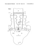 ARRANGEMENT FOR AXIALLY SECURING ROTATING BLADES IN AROTOR, AND GAS TURBINE HAVING SUCH AN ARRANGEMENT diagram and image