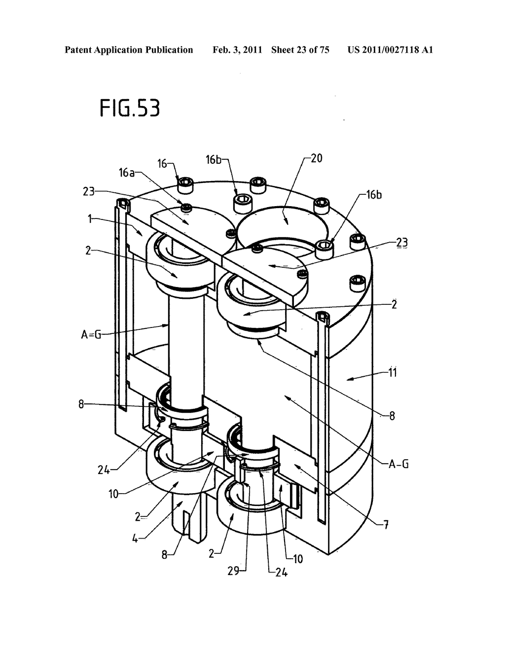 DEVICE WITH ROTARY PISTONS THAT CAN BE USED AS A COMPRESSOR, A PUMP, A VACUUM PUMP, A TURBINE, A MOTOR AND AS OTHER DRIVING AND DRIVEN HYDRAULIC-PNEUMATIC MACHINES - diagram, schematic, and image 24