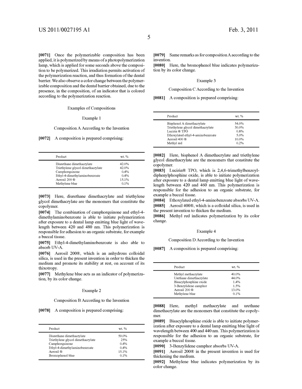 COMPOSITION FOR DENTAL BARRIER COMPRISING AT LEAST ONE MONOMER, AT LEAST ONE POLYMERIZATION INITIATING SYSTEM, AND AT LEAST ONE INDICATOR ENABLING THE POLYMERIZATION REACTION TO BE MONITORED - diagram, schematic, and image 08