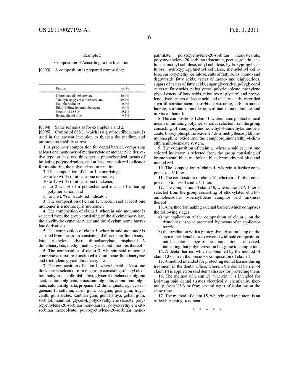 COMPOSITION FOR DENTAL BARRIER COMPRISING AT LEAST ONE MONOMER, AT LEAST ONE POLYMERIZATION INITIATING SYSTEM, AND AT LEAST ONE INDICATOR ENABLING THE POLYMERIZATION REACTION TO BE MONITORED - diagram, schematic, and image 09