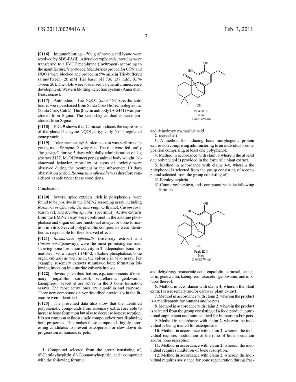 NUTRITIONAL COMPOSITIONS FOR PROMOTION OF BONE GROWTH AND MAINTENANCE OF BONE HEALTH COMPRISING EXTRACTS OF FOR EXAMPLE ROSEMARY OR CARAWAY - diagram, schematic, and image 20