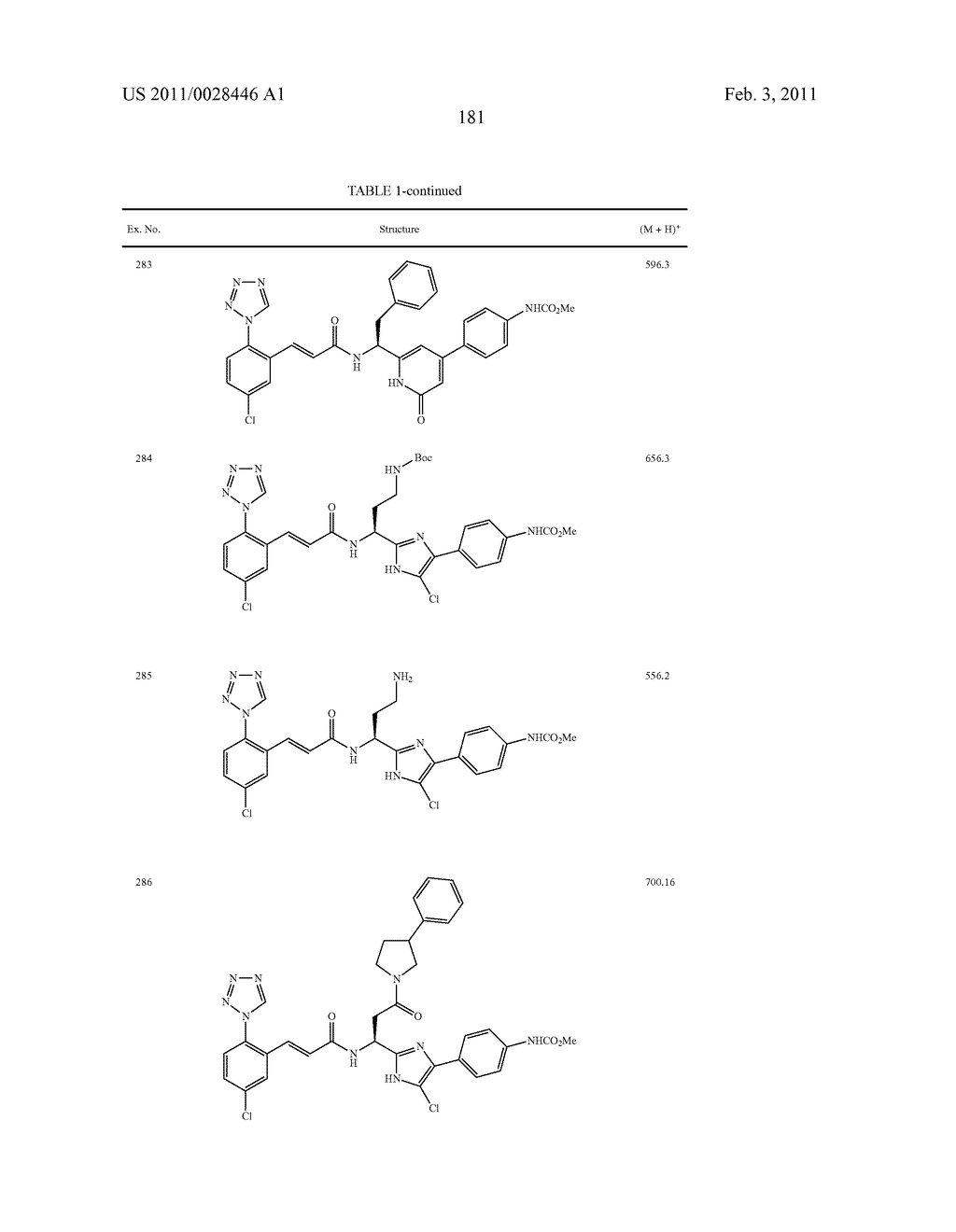 ARYLPROPIONAMIDE, ARYLACRYLAMIDE, ARYLPROPYNAMIDE, OR ARYLMETHYLUREA ANALOGS AS FACTOR XIA INHIBITORS - diagram, schematic, and image 182