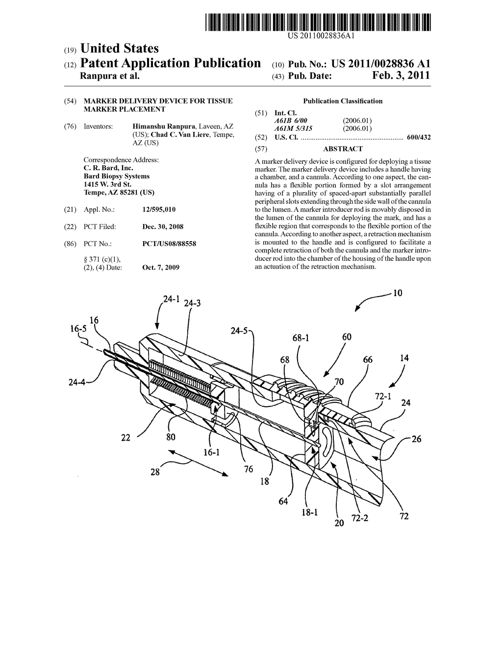 MARKER DELIVERY DEVICE FOR TISSUE MARKER PLACEMENT - diagram, schematic, and image 01