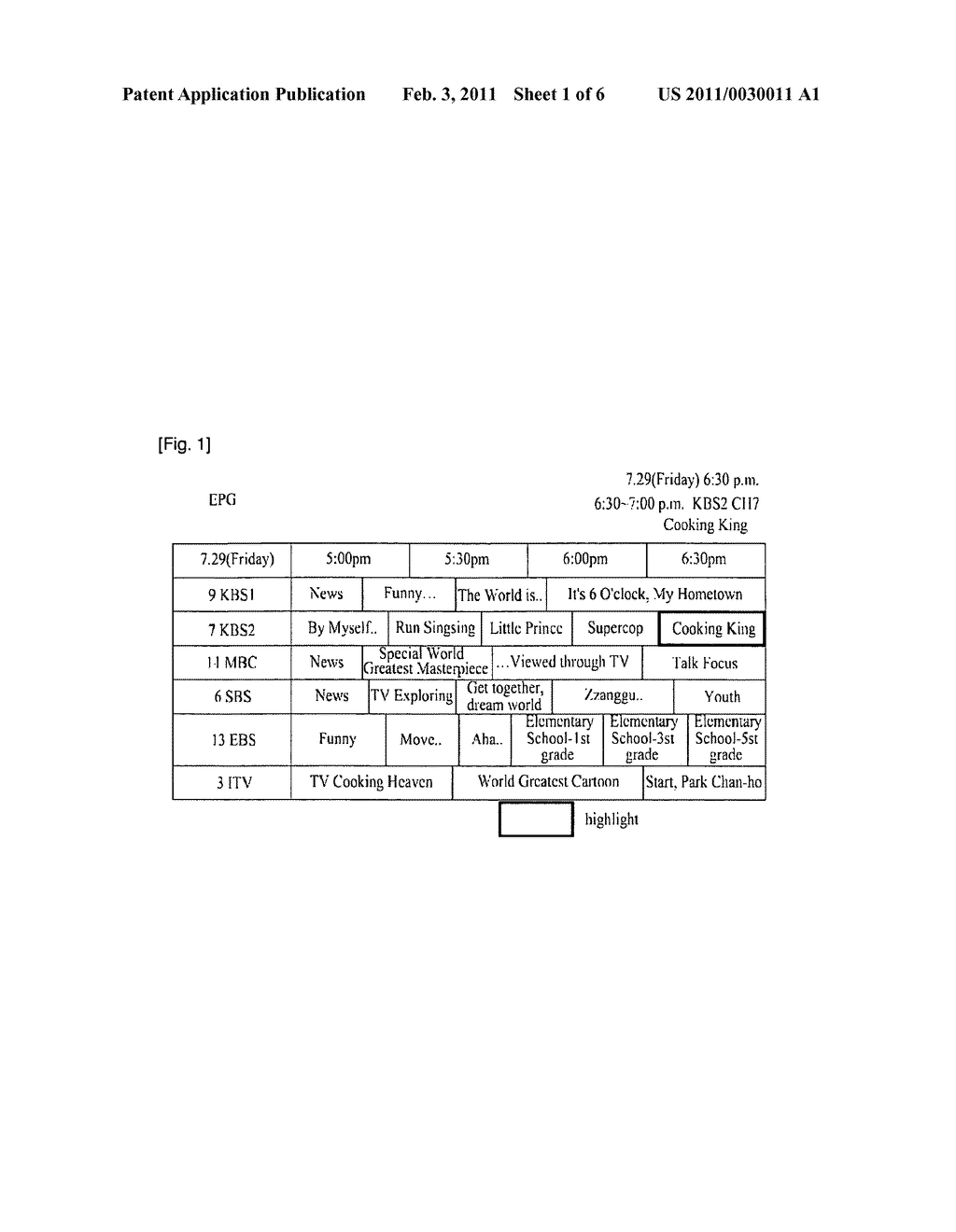 METHOD AND DEVICE FOR DISPLAYING ELECTRONIC PROGRAM GUIDE - diagram, schematic, and image 02