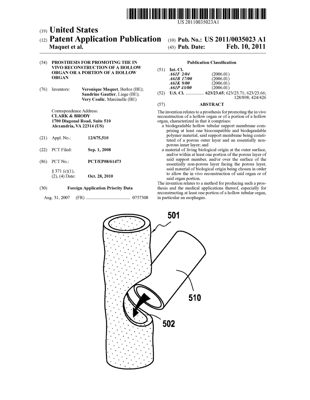 PROSTHESIS FOR PROMOTING THE IN VIVO RECONSTRUCTION OF A HOLLOW ORGAN OR A PORTION OF A HOLLOW ORGAN - diagram, schematic, and image 01