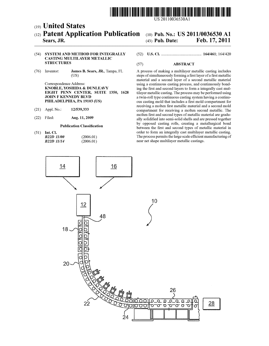 System and Method for Integrally Casting Multilayer Metallic Structures - diagram, schematic, and image 01