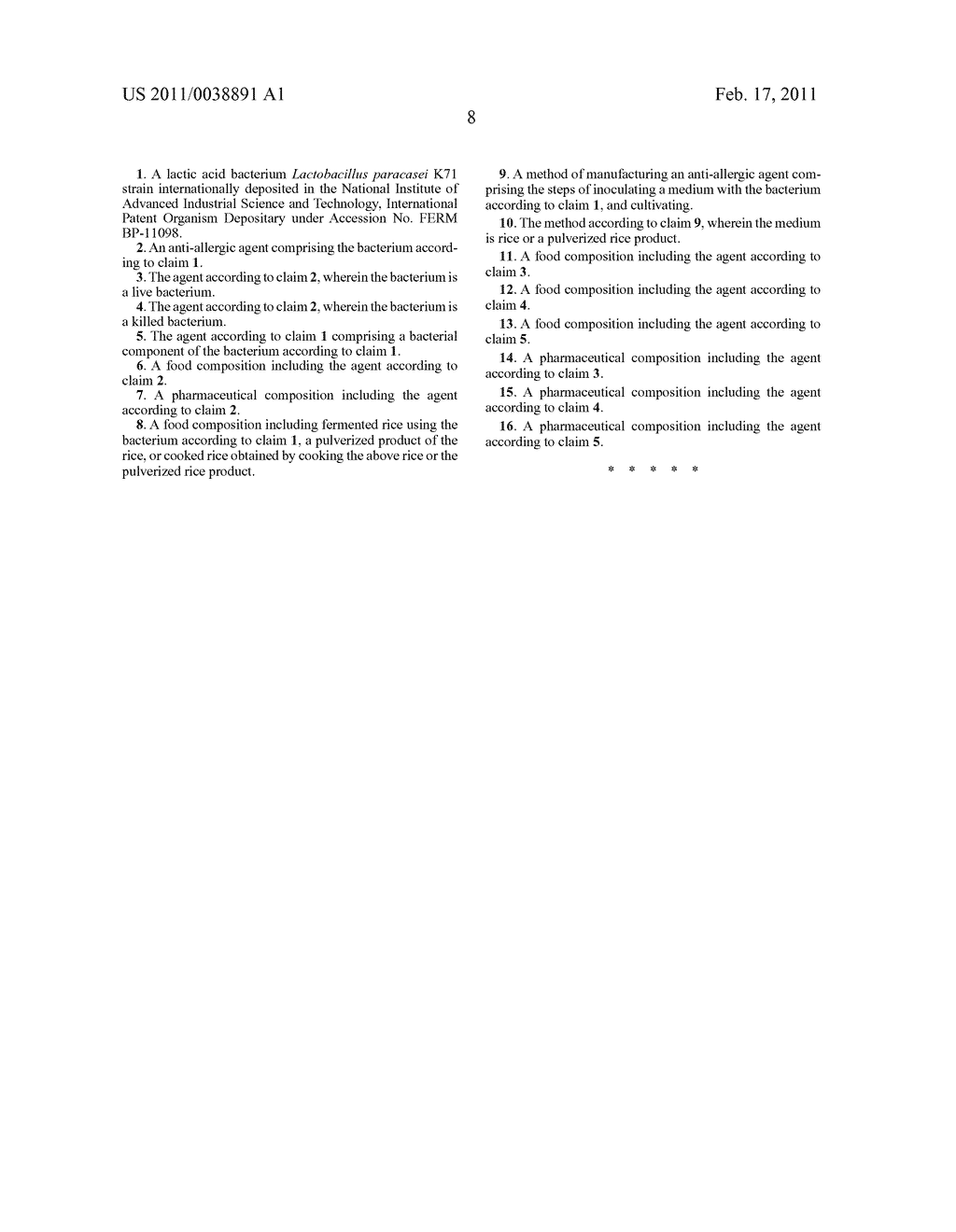 NOVEL LACTIC ACID BACTERIUM HAVING ANTI-ALLERGIC ACTIVITY, ANTI-ALLERGIC AGENT, FOOD AND PHARMACEUTICAL COMPOSITION EACH COMPRISING THE LACTIC ACID BACTERIUM, AND PROCESS FOR PRODUCTION OF THE ANTI-ALLERGIC AGENT - diagram, schematic, and image 13