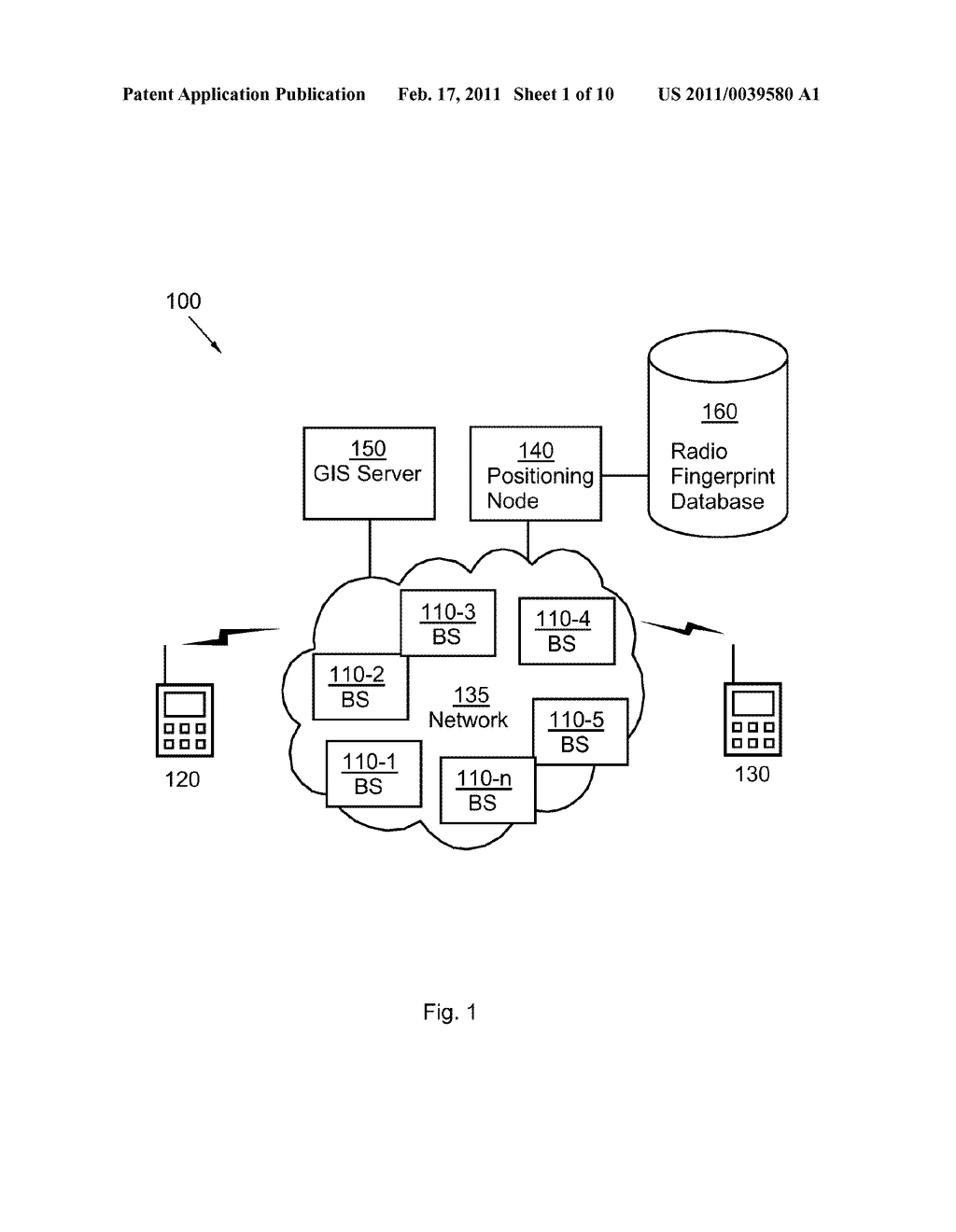 RADIO FINGERPRINT METHOD IN A POSITIONING NODE FOR PROVIDING GEOGRAPHIC REGION DATA - diagram, schematic, and image 02