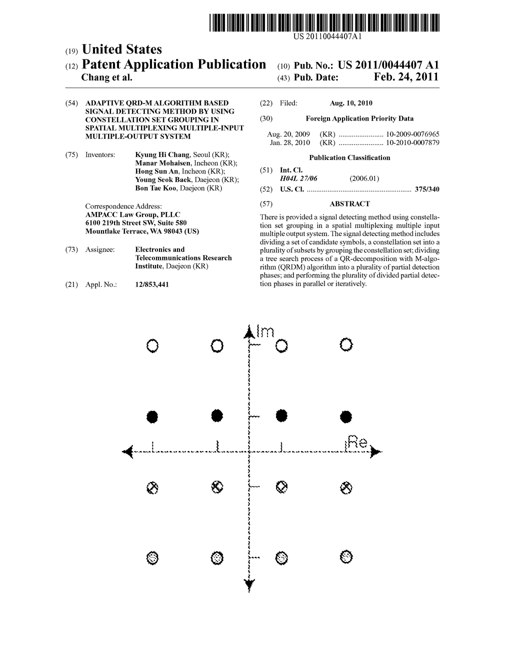 ADAPTIVE QRD-M ALGORITHM BASED SIGNAL DETECTING METHOD BY USING CONSTELLATION SET GROUPING IN SPATIAL MULTIPLEXING MULTIPLE-INPUT MULTIPLE-OUTPUT SYSTEM - diagram, schematic, and image 01