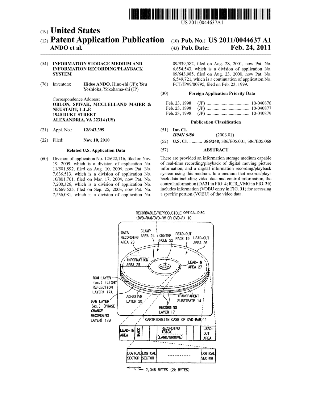 INFORMATION STORAGE MEDIUM AND INFORMATION RECORDING/PLAYBACK SYSTEM - diagram, schematic, and image 01