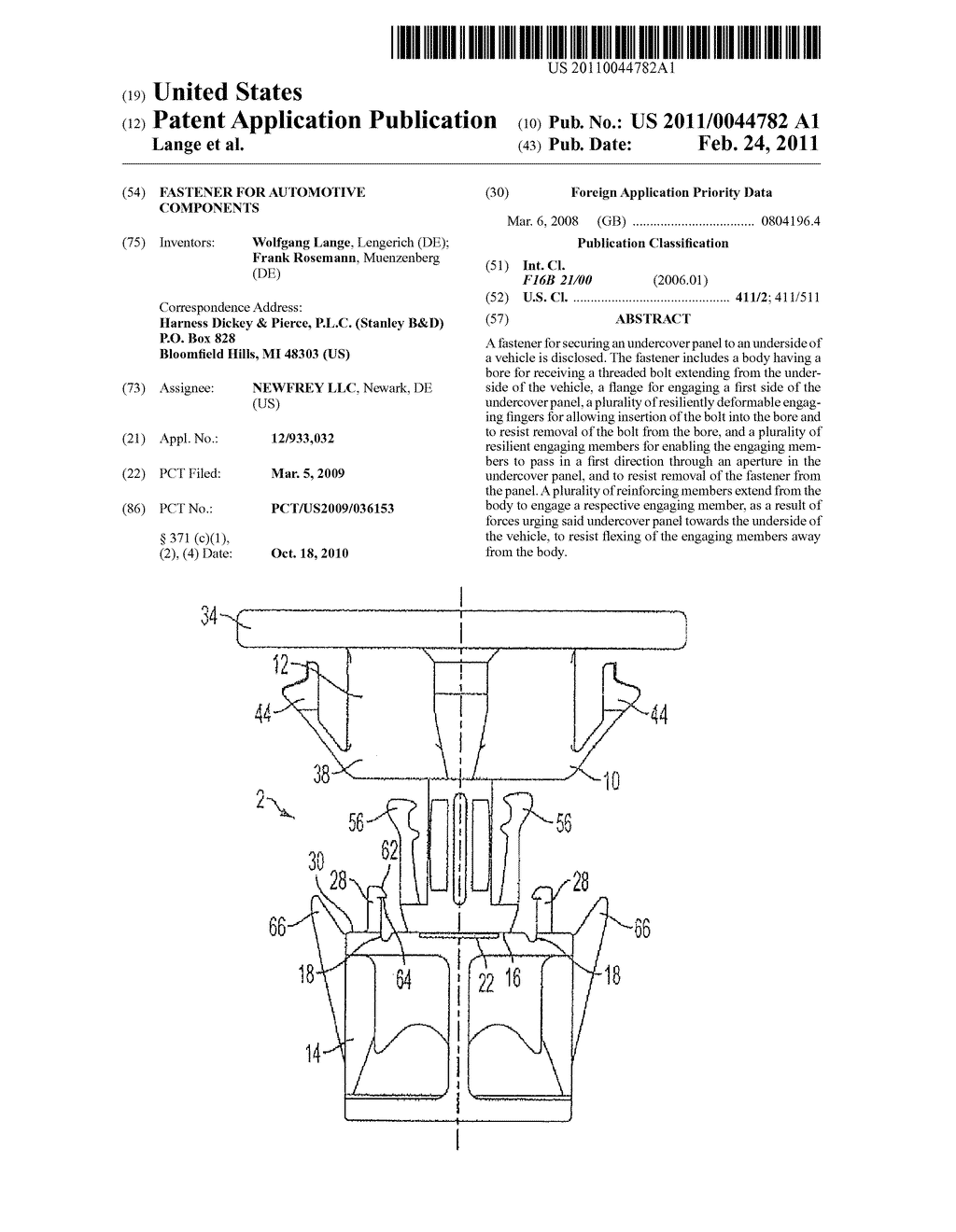 FASTENER FOR AUTOMOTIVE COMPONENTS - diagram, schematic, and image 01