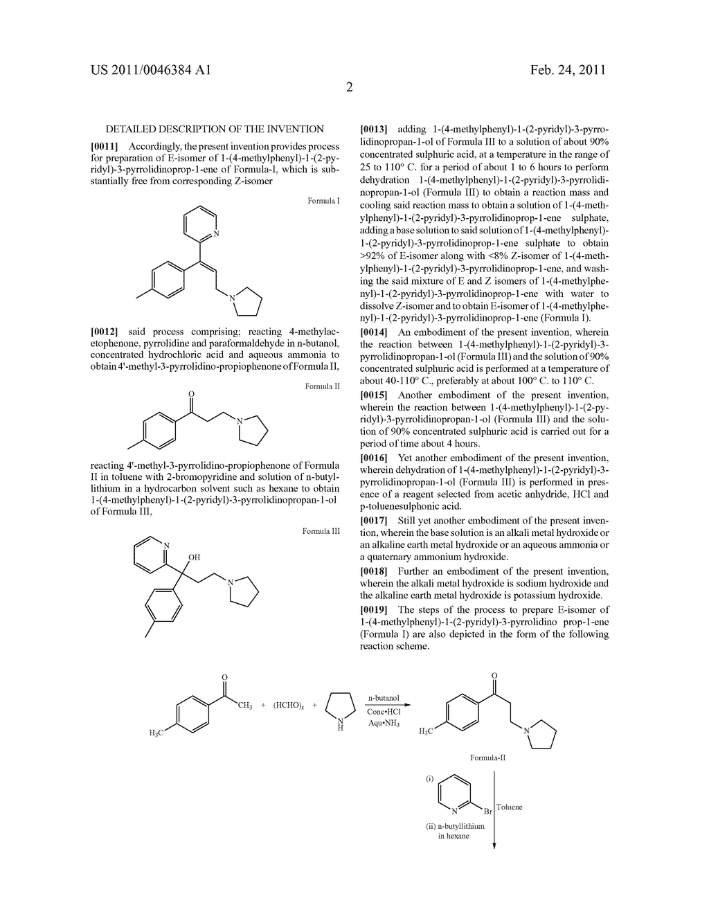 PROCESS FOR PREPARATION OF E-ISOMER OF 1-(4-METHYLPHENYL) - 1-(2-PYRID YL)-3-PYRROLIDINO PROP-1-ENE AND ACID ADDITION SALTS THEREOF - diagram, schematic, and image 03