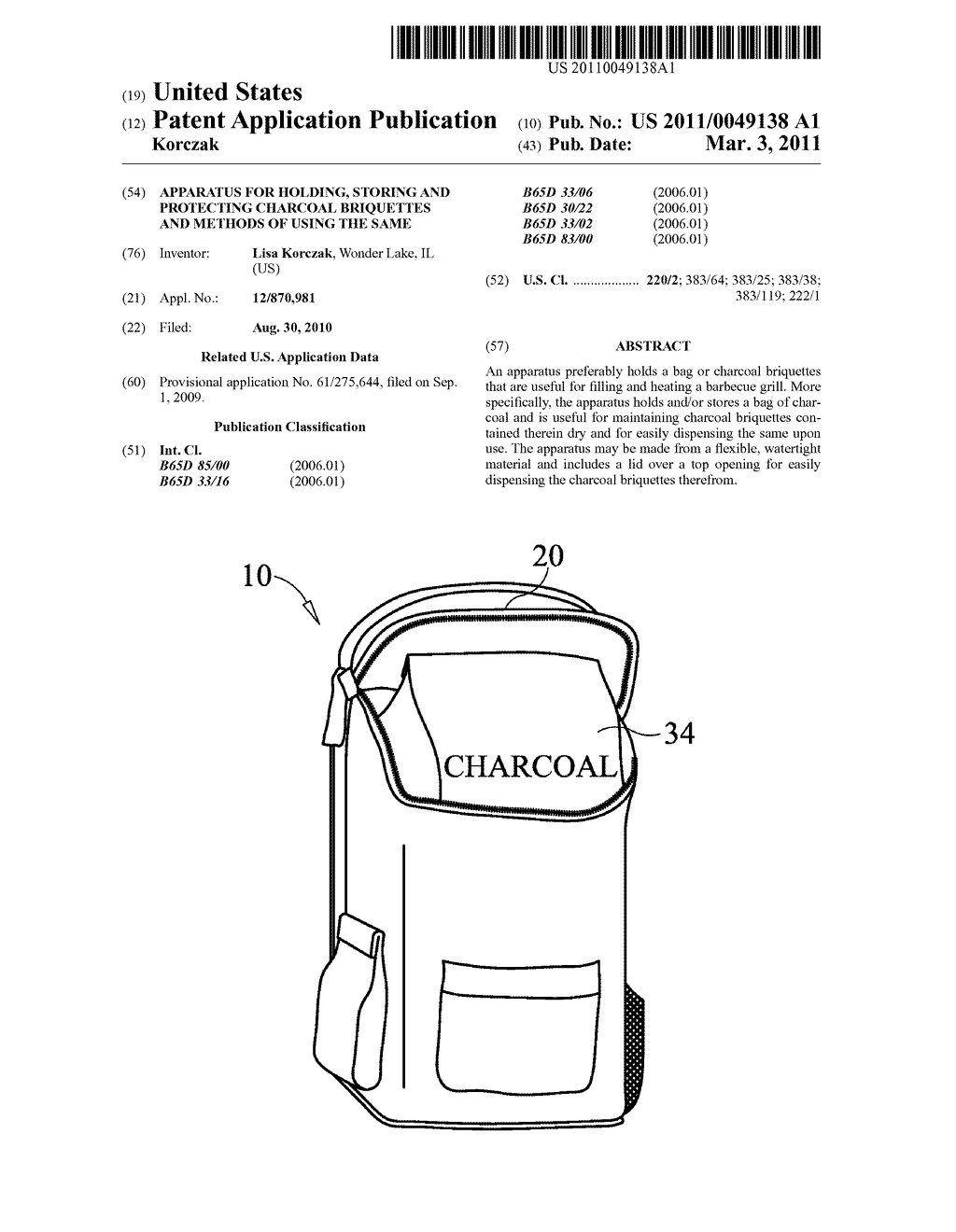 Apparatus for Holding, Storing and Protecting Charcoal Briquettes and Methods of Using the Same - diagram, schematic, and image 01